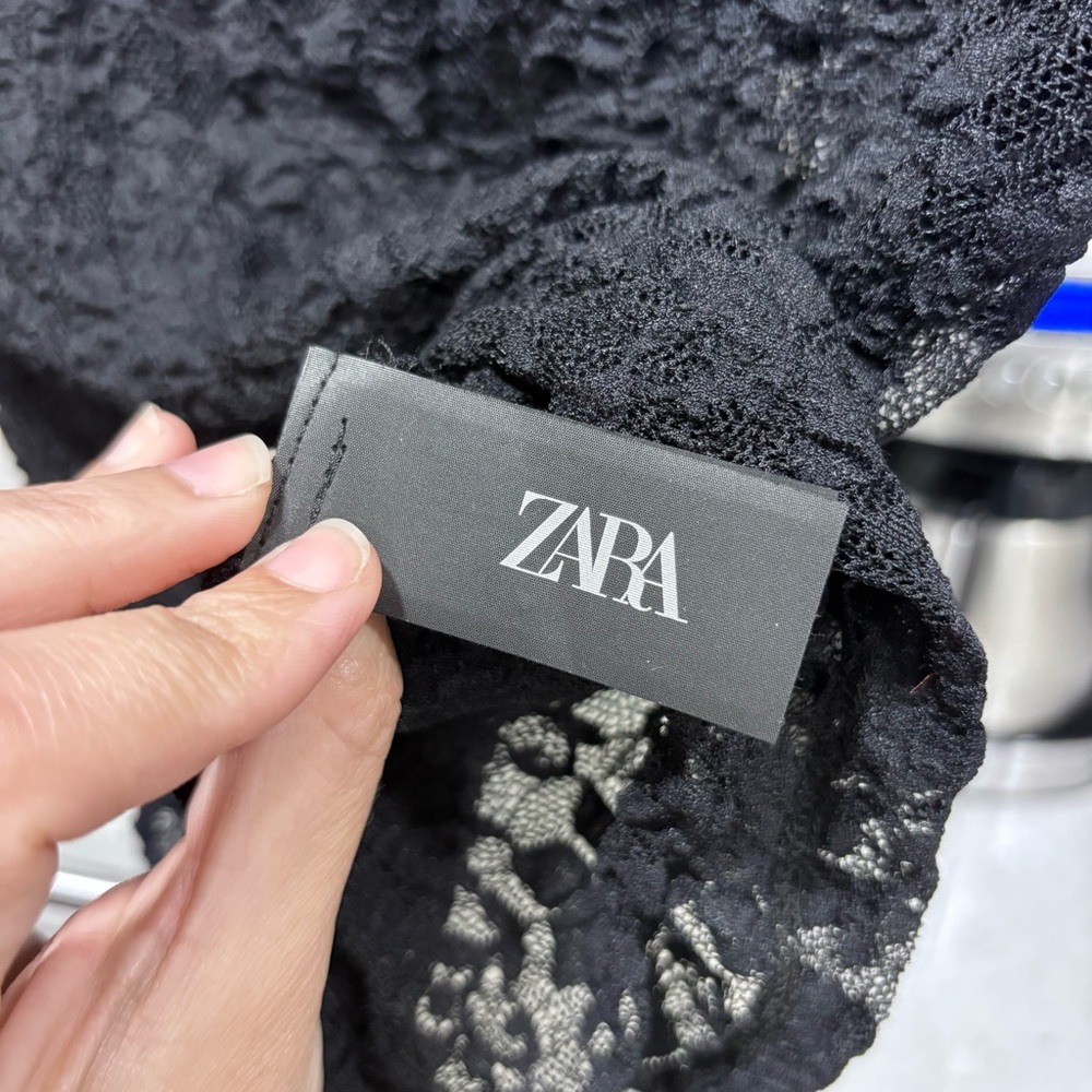 Zara sheer lace long sleeve top - Picture 7 of 8